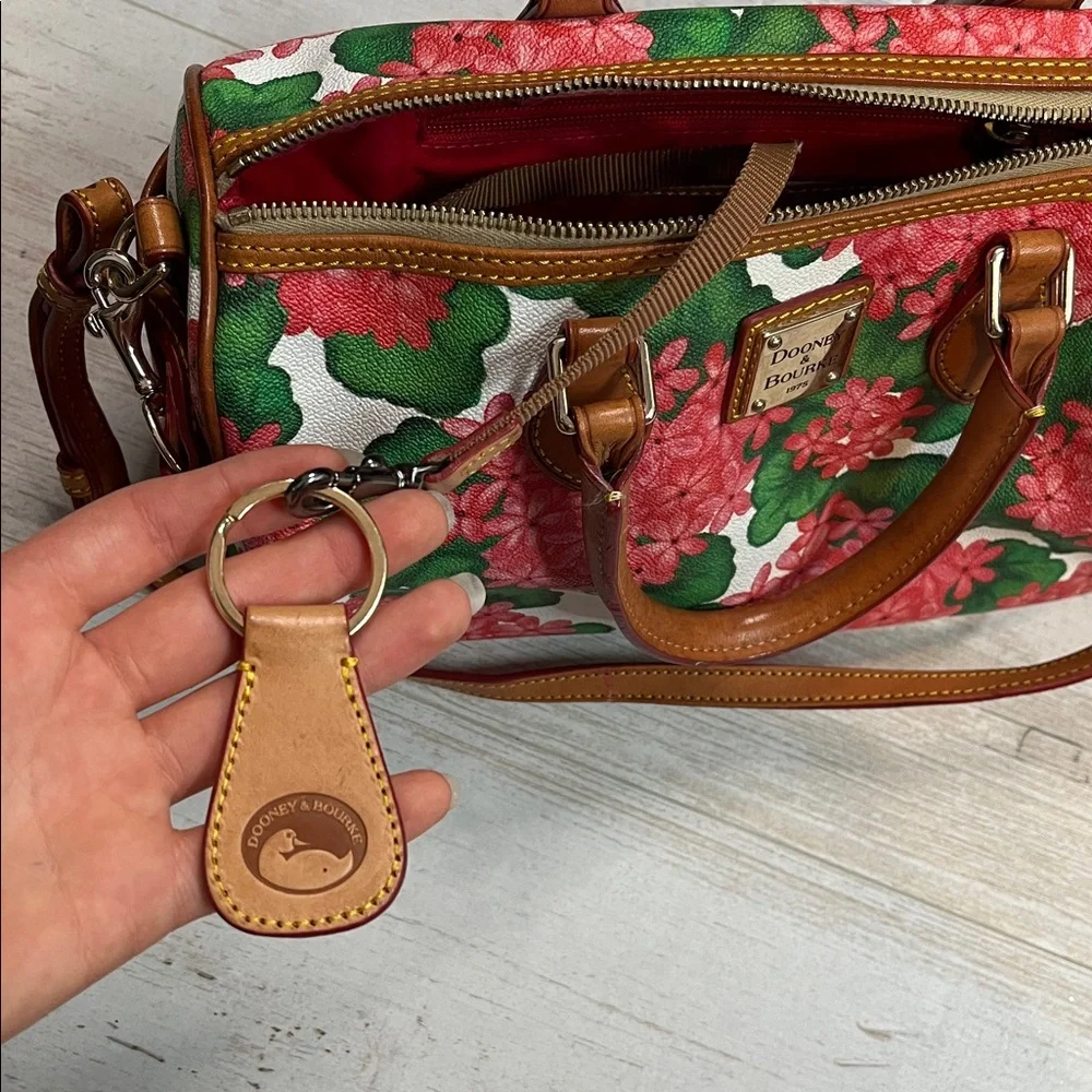 Dooney & Burke Rare Red Hydrangea Floral Print Satchel Purse